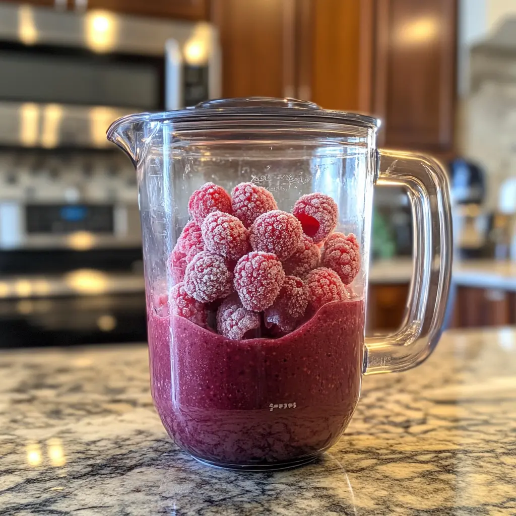 Blending Raspberry Green Tea Smoothie Ingredients