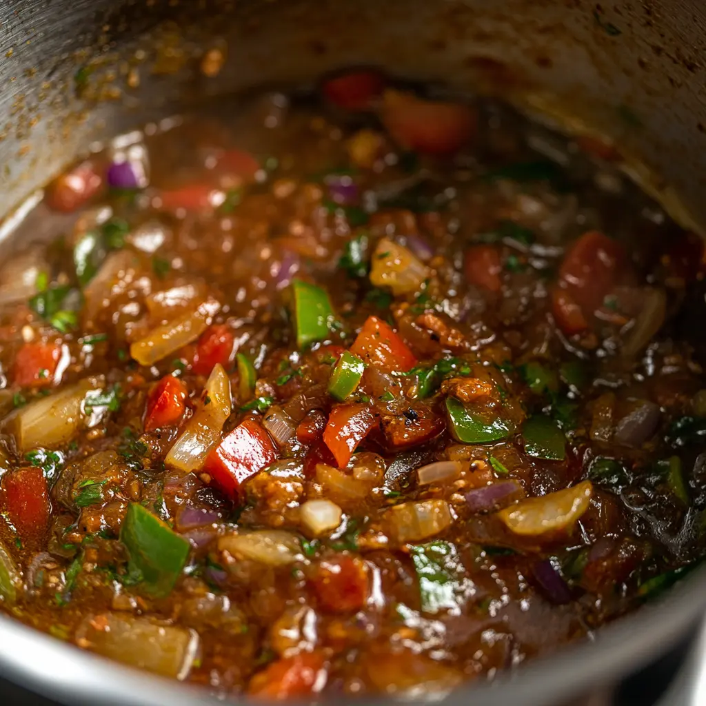 Jamaican Peppered Steak cooking on the grill with visible grill marks, surrounded by peppers and herbs.