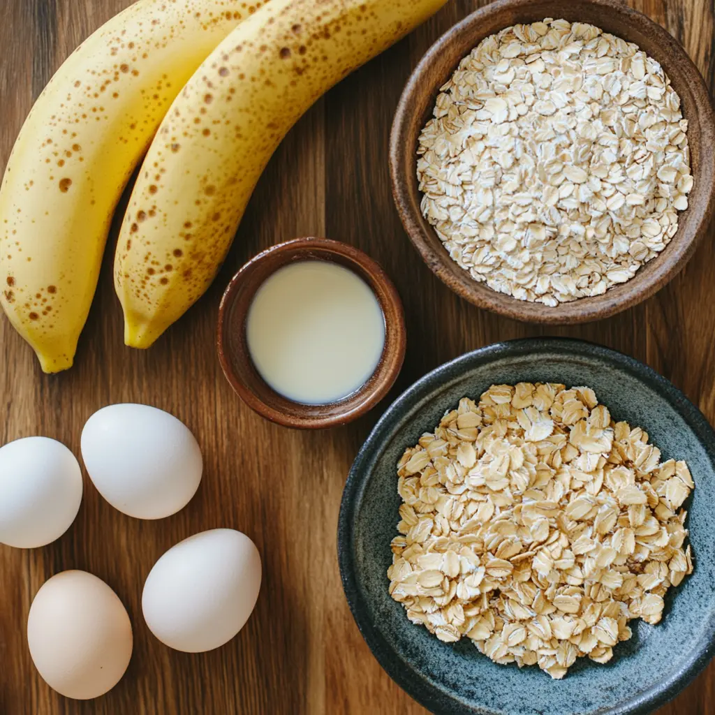 Ingredients for Healthy Low-Calorie Banana Pancakes with High Protein
