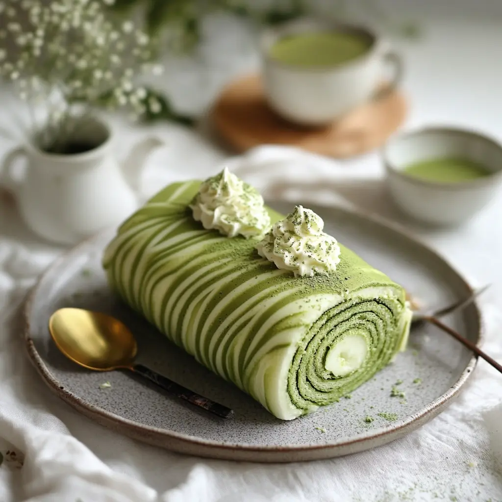 Matcha Crepe Roll Cake Recipe Card