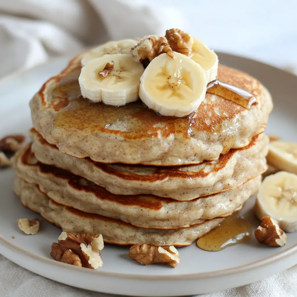 Healthy Low-Calorie Banana Pancakes with High Protein on a plate