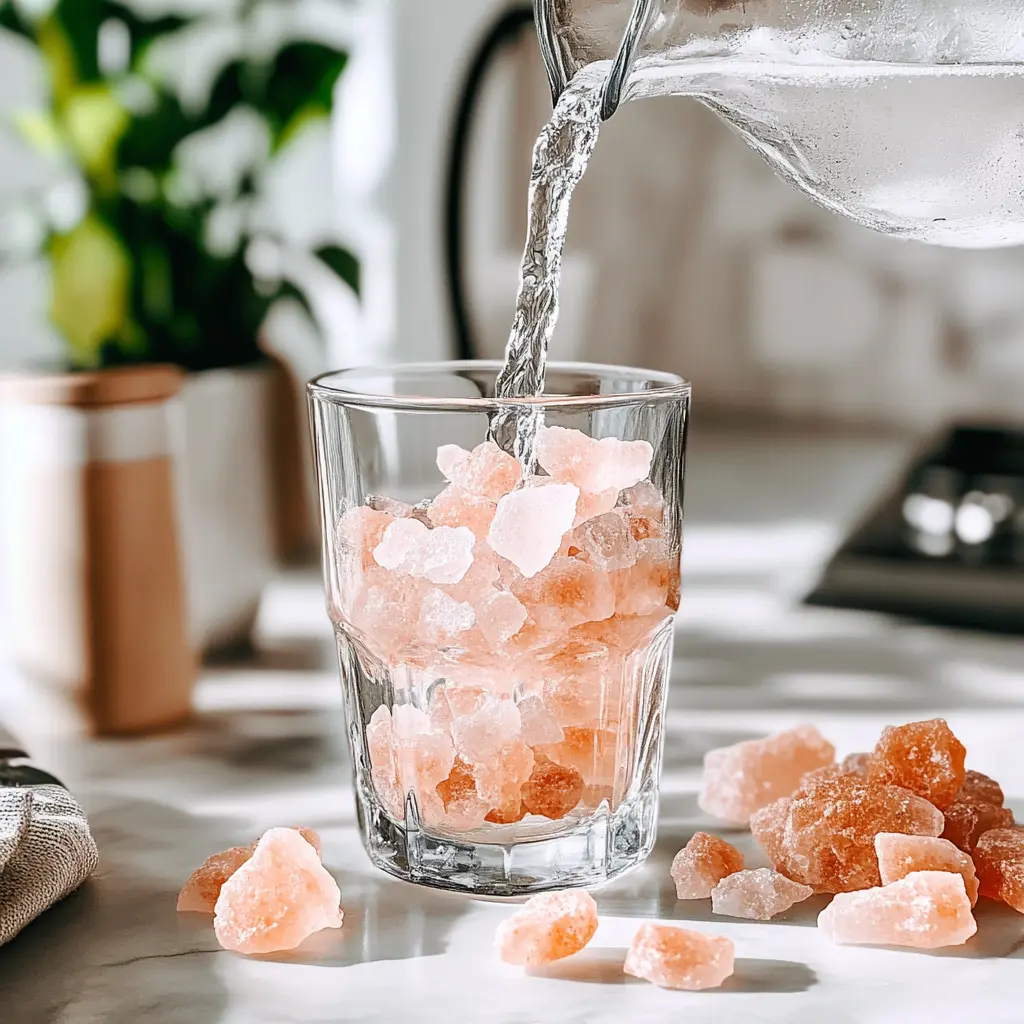 Preparing pink salt weight loss drink step 1