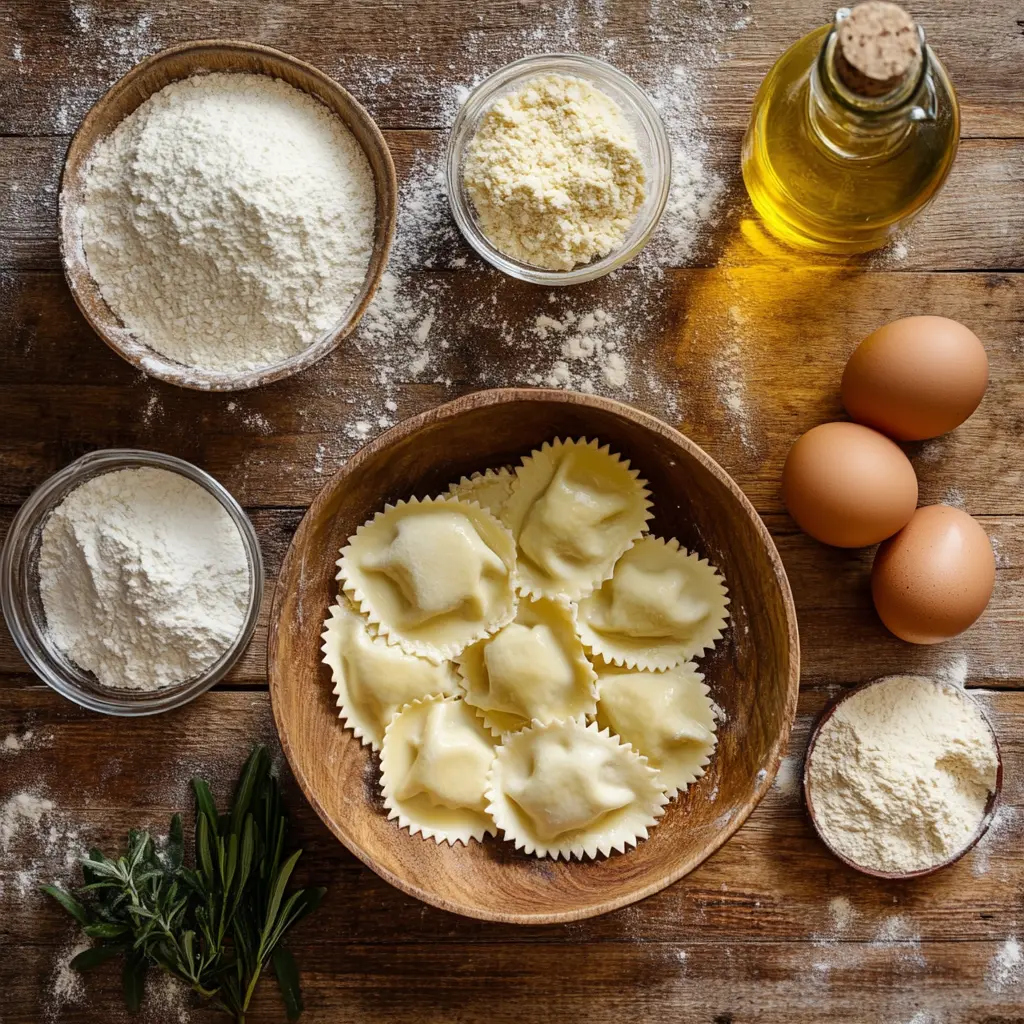 Ingredients for homemade fried ravioli