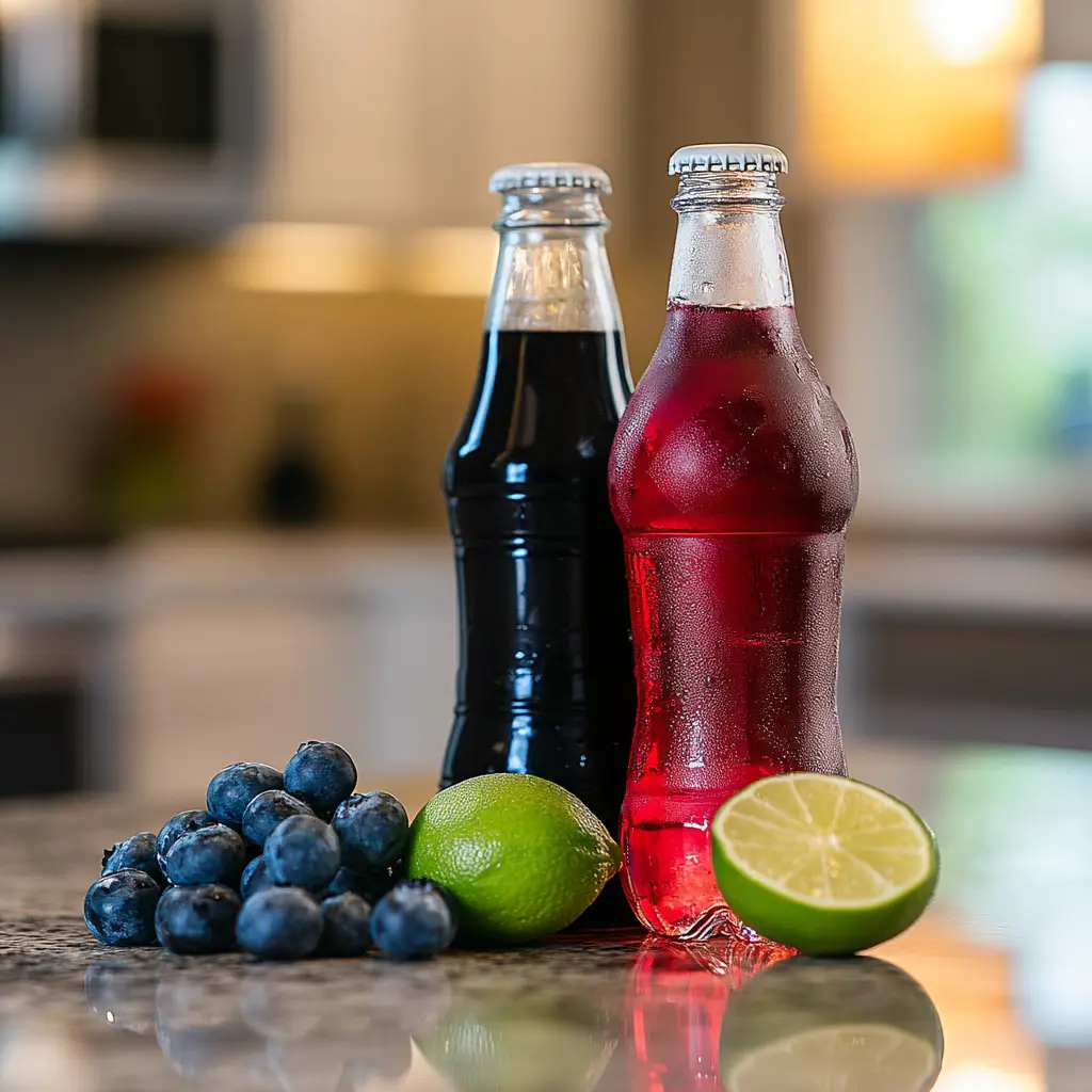Ingredients needed for Taco Bell Baja Midnight recipes : Baja Blast, berry soda, lime juice, and ice.