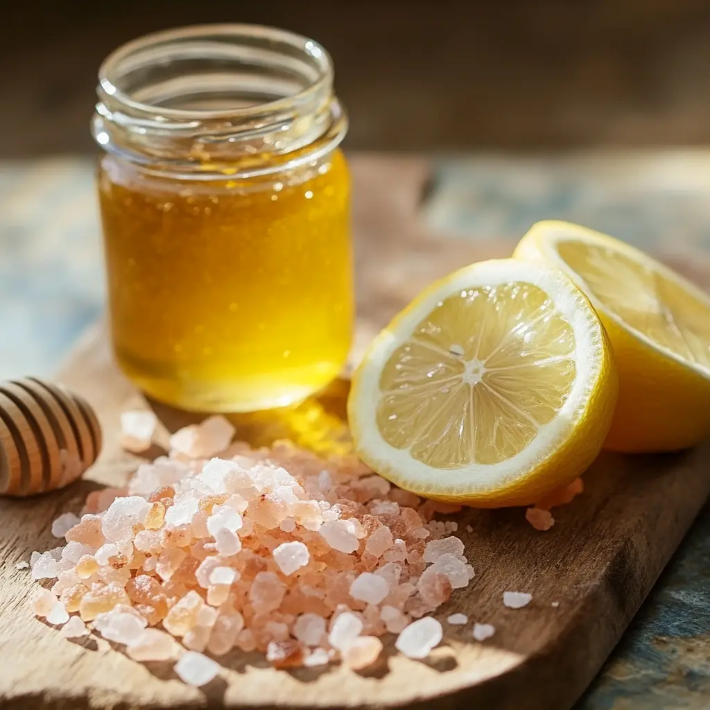 Pink Salt Trick Ingredients: Pink Himalayan Salt, Lemon, Honey, Water