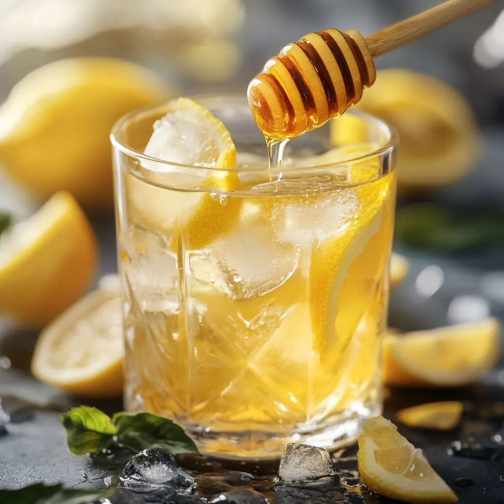Adding lemon and honey to detox drink