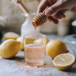 Adding lemon and honey to the Pink Salt Trick mixture