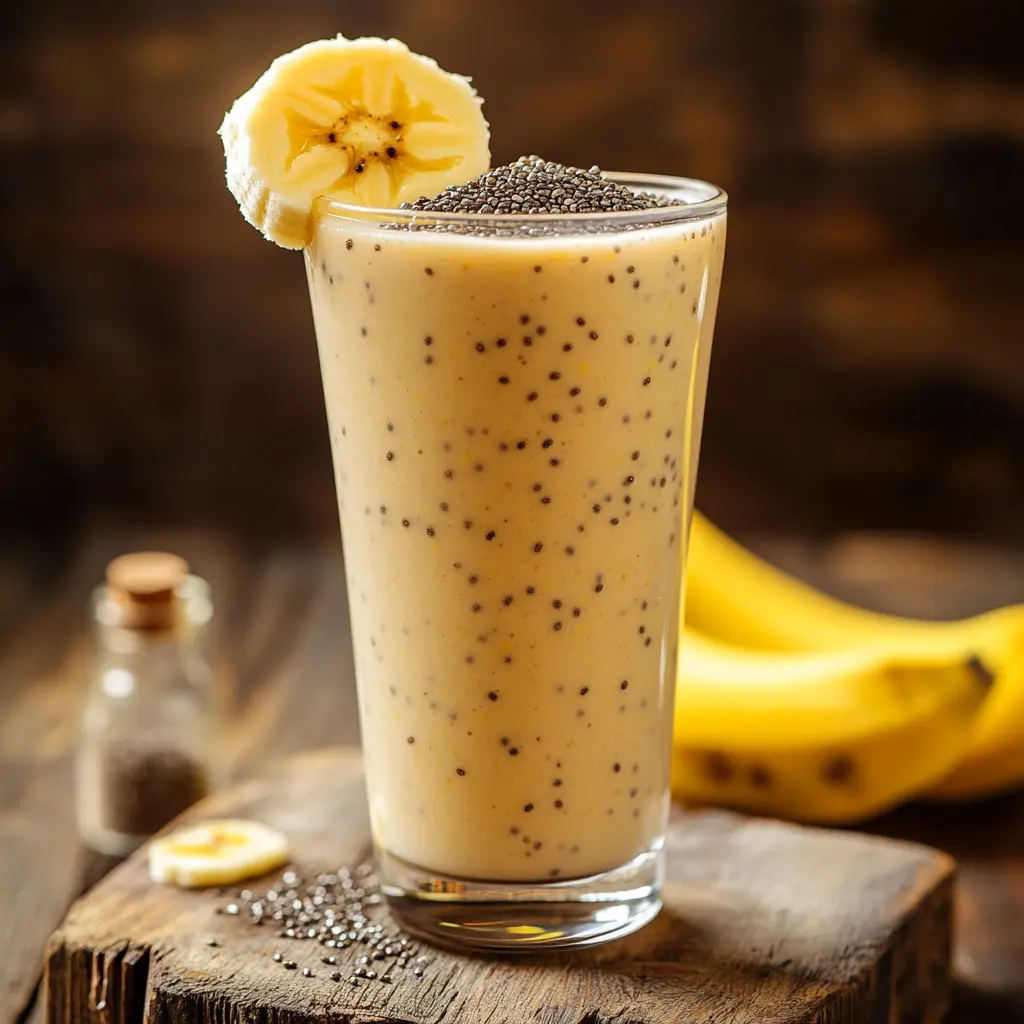 Serving banana smoothie in a glass for weight loss