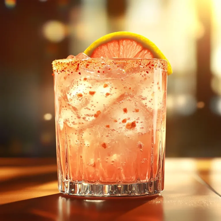 Pink Himalayan Salt Drink served in a glass with a lemon slice and cayenne pepper on top