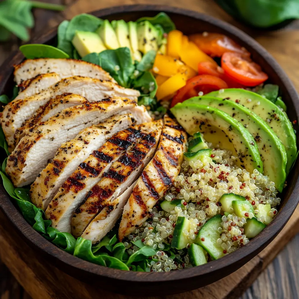 Natural Mounjaro Recipe – Healthy Grilled Chicken Salad with Avocado and Quinoa