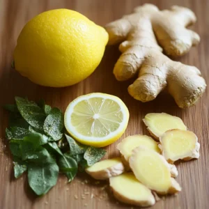 Natural ingredients for Zepbound Weight Loss Drink: Green Tea, Lemon, Ginger