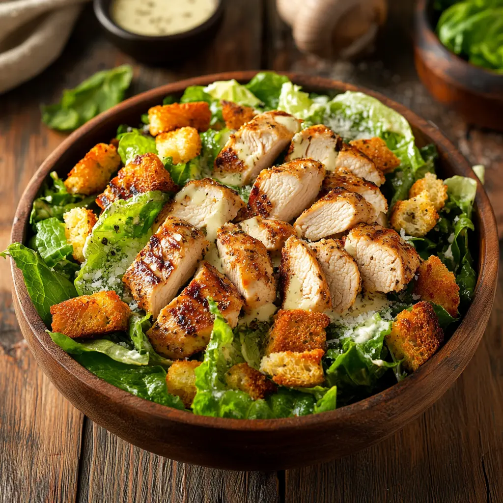 Chicken Caesar Salad with Homemade Croutons – A Fresh and Flavorful Classic
