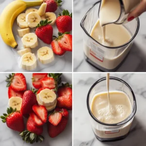 Step-by-step preparation of Banana Strawberry Shake