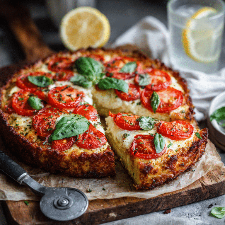 Served cottage cheese pizza with fresh toppings on a wooden board
