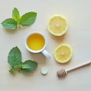 Ingredients for lemon balm tea recipe for weight loss.