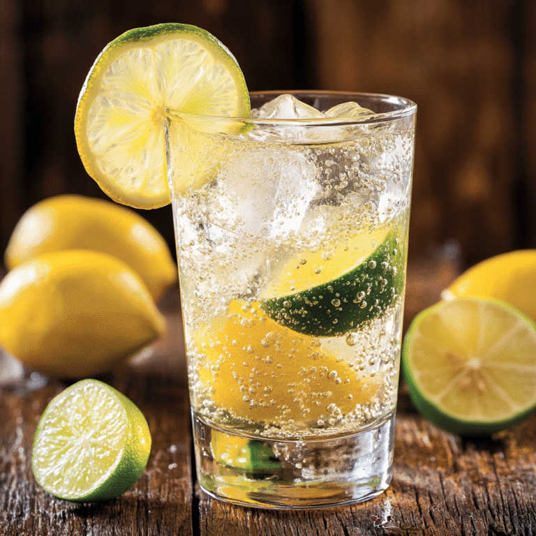 Pouring sparkling water into fresh lemon-lime juice to create fizzy drink.