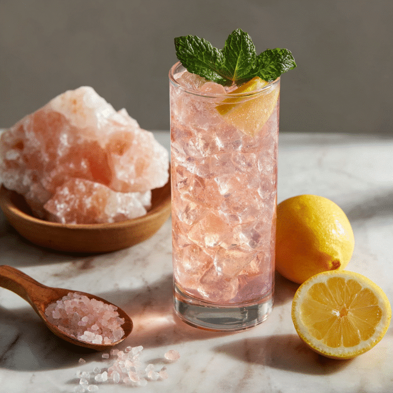 Refreshing Oprah Pink Salt Trick detox drink with lemon and ice