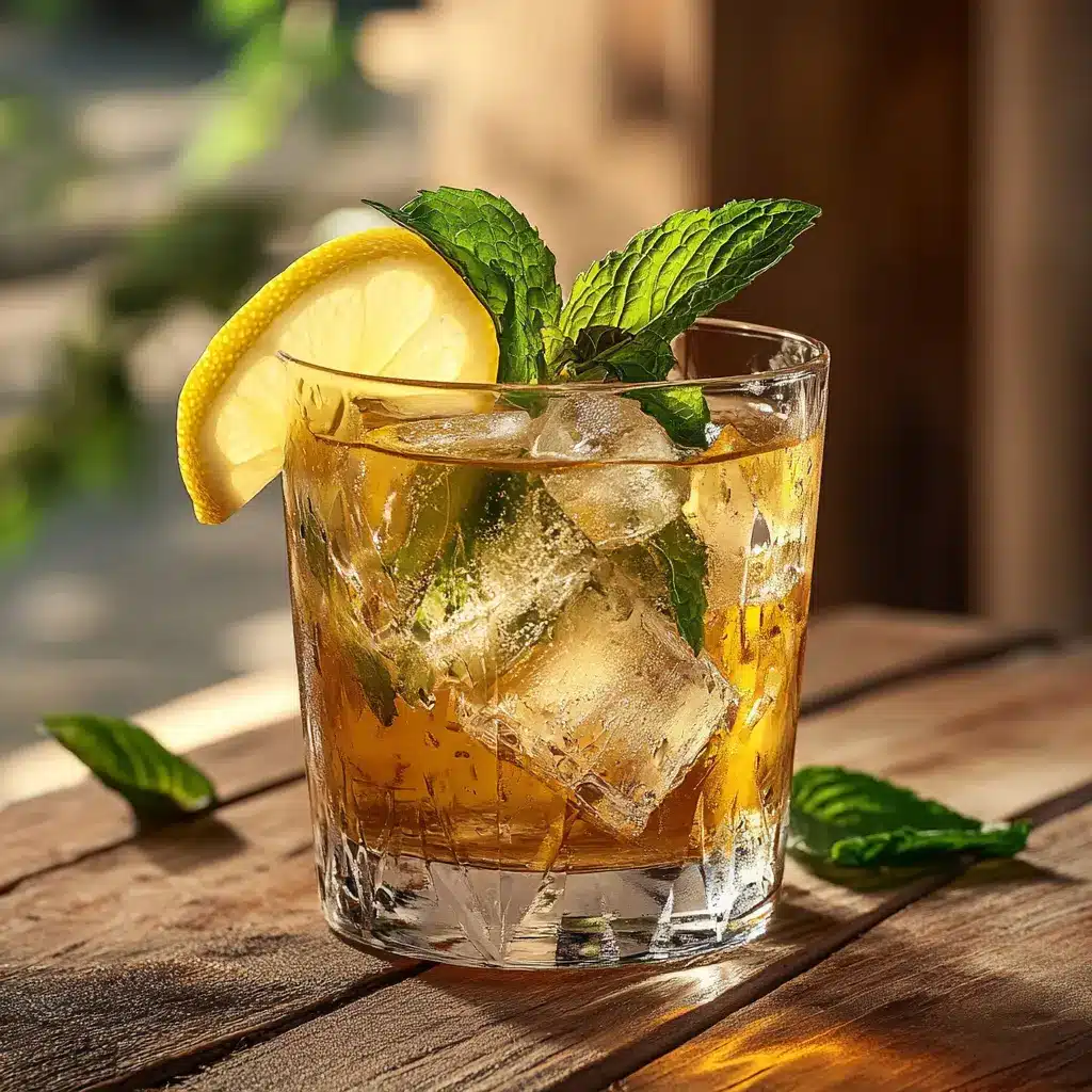 Served Cortisol Cocktail with ice, lemon slice, and mint for stress relief
