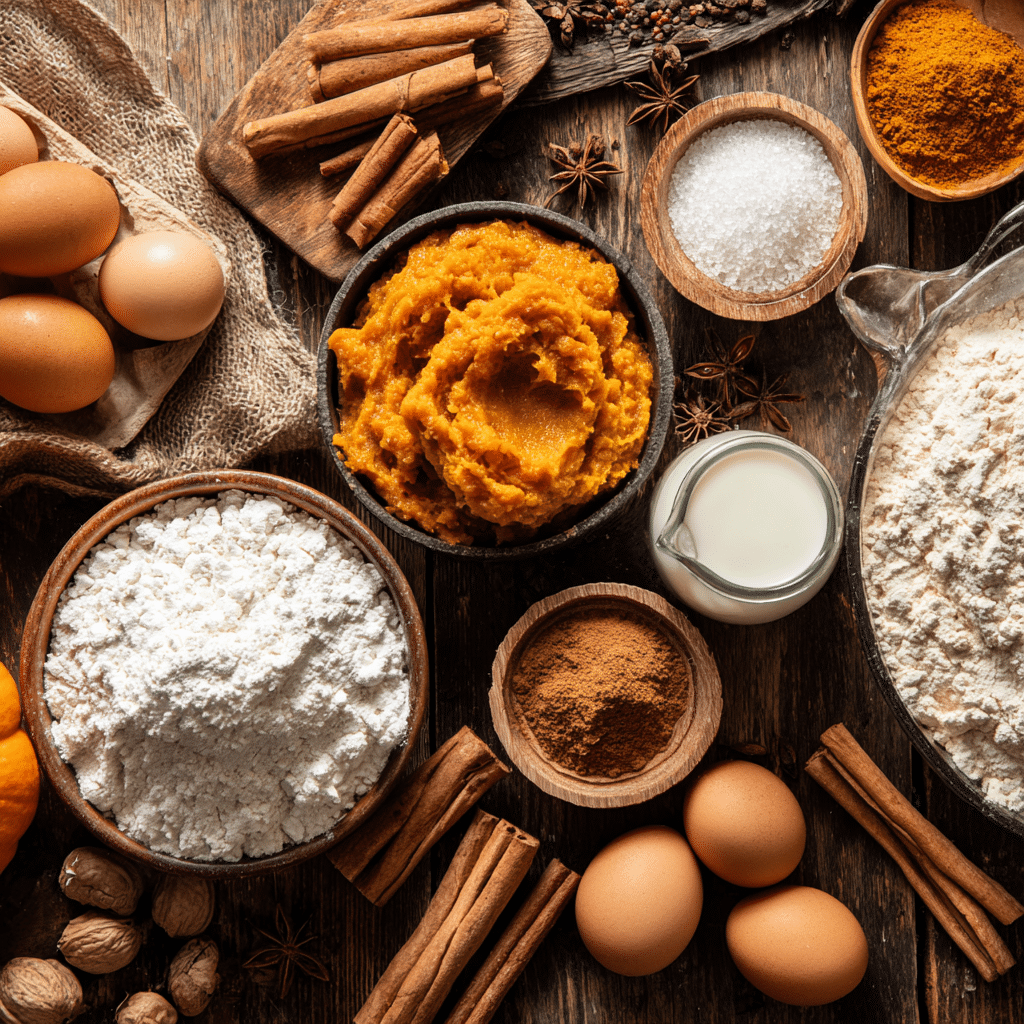 Ingredients for pumpkin bread recipe