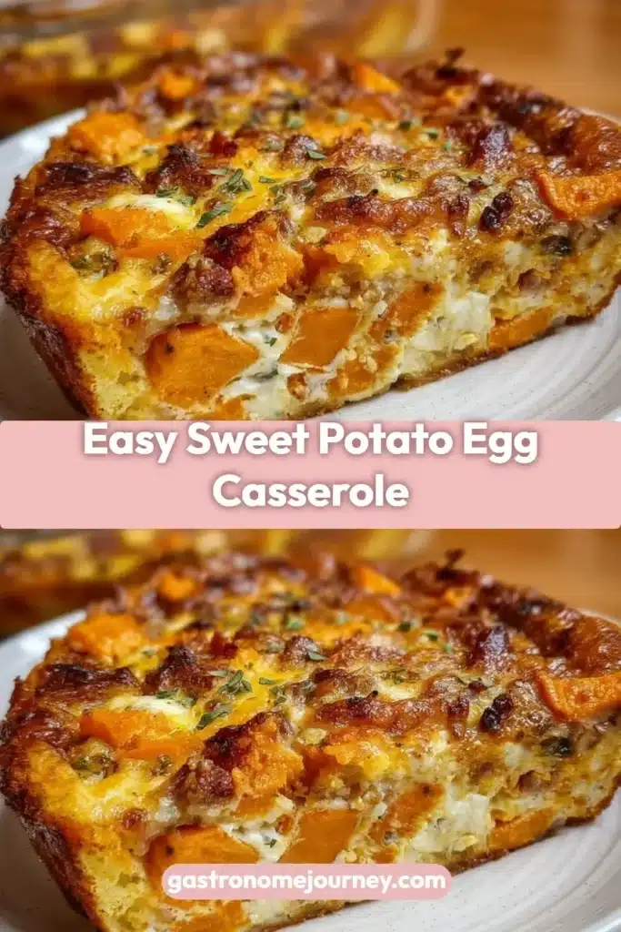 Easy sweet potato egg casserole topped with a golden crust, perfect for brunch.